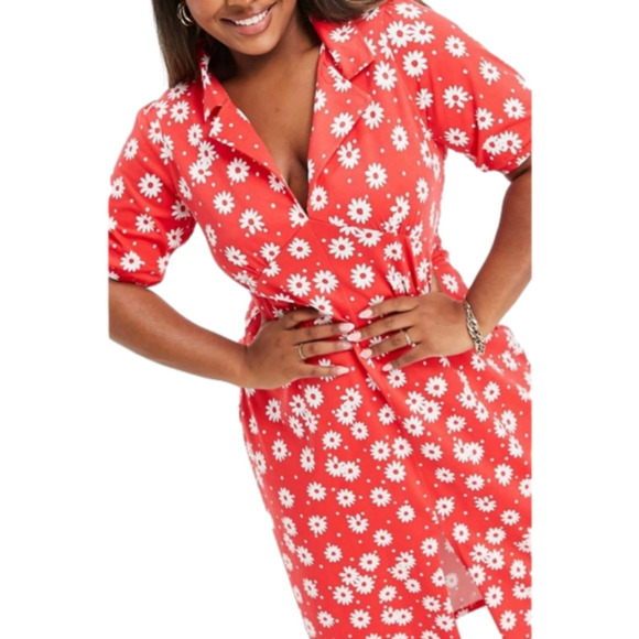 ASOS Curve Dresses & Skirts - Tea Midi Dress in Red Floral Print
